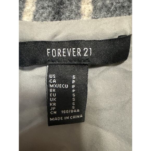 Forever 21 Gray Plaid Checkered Snap Button Down Long Sleeve Shirt Coat Jacket S - Picture 3 of 4